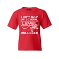 thumbnail image 1 of Shop4Ever Kids 100th Day of School Level Unlocked Video Gamer  Graphic Child's Youth T-Shirt X-Small Red, 1 of 4