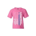 thumbnail image 1 of Shop4Ever Kids American Flag Blue Line Patriotic 4th of July Graphic Child's Youth T-Shirt Medium Azalea Pink, 1 of 4