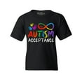 thumbnail image 1 of Shop4Ever Kids Autism Acceptance Infinity Symbol Graphic Child's Youth T-Shirt Small Black, 1 of 4