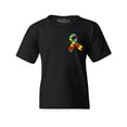 thumbnail image 1 of Shop4Ever Kids Autism Awareness Puzzle Ribbon Pocket Size Graphic Child's Youth T-Shirt X-Large Black, 1 of 4