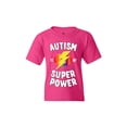 thumbnail image 1 of Shop4Ever Kids Autism Is My Super Power Autism Awareness Graphic Child's Youth T-Shirt X-Large Heliconia Pink, 1 of 4