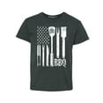 thumbnail image 1 of Shop4Ever Kids BBQ American Flag USA Grill Cook Graphic Child's Youth T-Shirt Large Dark Heather, 1 of 4