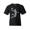 thumbnail image 1 of Shop4Ever Kids Basketball Player Dunk Silhouette Word Cloud Graphic Child's Youth T-Shirt Small Black, 1 of 4
