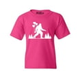 thumbnail image 1 of Shop4Ever Kids Big Foot with Heart Balloons Graphic Child's Youth T-Shirt X-Large Heliconia Pink, 1 of 4