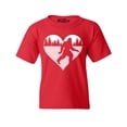 thumbnail image 1 of Shop4Ever Kids Bigfoot Heart Love Sasquatch Valentine Graphic Child's Youth T-Shirt Medium Red, 1 of 4