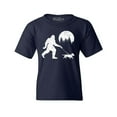 thumbnail image 1 of Shop4Ever Kids  Bigfoot Walking Wiener Dog Funny Sasquatch Dachshund Graphic Child's Youth T-Shirt X-Small Navy Blue, 1 of 4