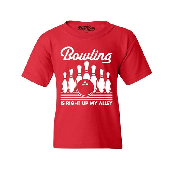 Shop4Ever Kids Bowling is Right Up My Alley Bowler Graphic Child's Youth T-Shirt Large Red