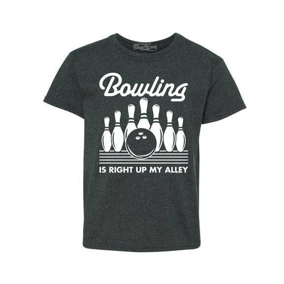 Shop4Ever Kids Bowling is Right Up My Alley Bowler Graphic Child's Youth T-Shirt Small Dark Heather