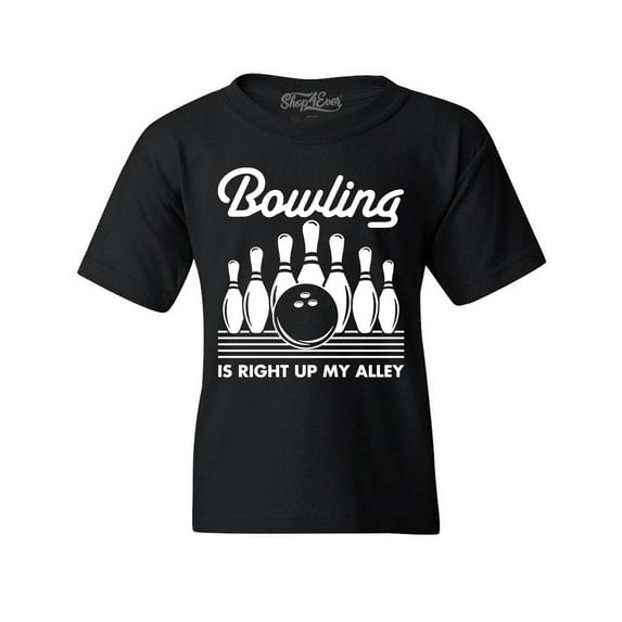 Shop4Ever Kids Bowling is Right Up My Alley Bowler Graphic Child's Youth T-Shirt X-Small Black