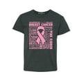 thumbnail image 1 of Shop4Ever Kids Breast Cancer Awareness Pink Ribbon Word Cloud Graphic Child's Youth T-Shirt Medium Dark Heather, 1 of 4