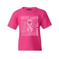 thumbnail image 1 of Shop4Ever Kids Breast Cancer Awareness Pink Ribbon Word Cloud Graphic Child's Youth T-Shirt Small Heliconia Pink, 1 of 4