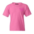 thumbnail image 1 of Shop4Ever Kids Breast Cancer Awareness Ribbon Butterfly Pocket Graphic Child's Youth T-Shirt X-Large Azalea Pink, 1 of 4