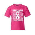 thumbnail image 1 of Shop4Ever Kids Breast Cancer Awareness White Ribbon Word Cloud Graphic Child's Youth T-Shirt Small Heliconia Pink, 1 of 4