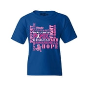 Shop4Ever Kids Breast Cancer Support Fight Ribbon Awareness Graphic Child's Youth T-Shirt Medium Royal Blue
