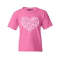 thumbnail image 1 of Shop4Ever Kids Breast Cancer White Ribbon Montage Heart Graphic Child's Youth T-Shirt Small Azalea Pink, 1 of 4