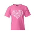 thumbnail image 1 of Shop4Ever Kids Breast Cancer White Ribbon Montage Heart Graphic Child's Youth T-Shirt X-Small Azalea Pink, 1 of 4