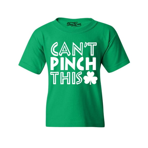 Shop4Ever Kids Can't Pinch This St. Patrick's Day Graphic Child's Youth T-Shirt X-Small Irish Green