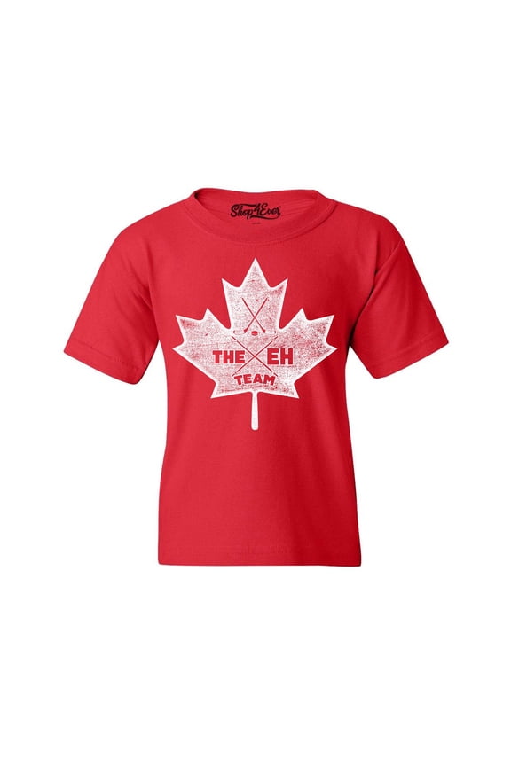Kids Canada Leaf The EH Team Canadian Pride Graphic Child's Youth T-Shirt X-Small Red