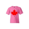 thumbnail image 1 of Shop4Ever Kids Canada Red Leaf Canadian Flag Graphic Child's Youth T-Shirt Small Azalea Pink, 1 of 4