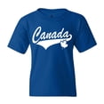 thumbnail image 1 of Shop4Ever Kids Canada White with Leaf Proud Canadian Flag Graphic Child's Youth T-Shirt X-Small Royal Blue, 1 of 4