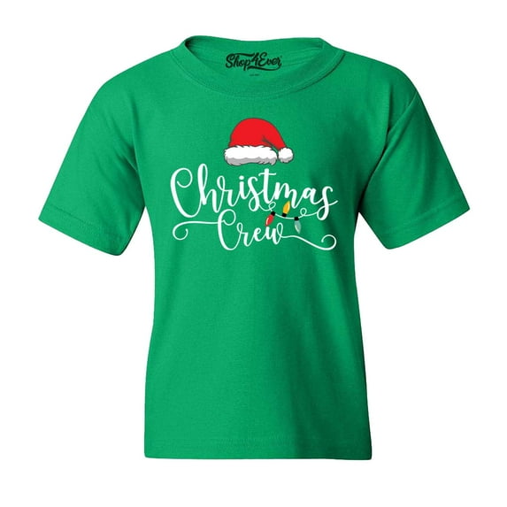 Shop4Ever Kids Christmas Crew Matching Xmas Holiday Graphic Child's Youth T-Shirt Large Irish Green