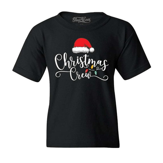 Shop4Ever Kids Christmas Crew Matching Xmas Holiday Graphic Child's Youth T-Shirt X-Large Black