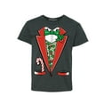 thumbnail image 1 of Shop4Ever Kids Christmas Tuxedo Costume with Plaid Vest Graphic Child's Youth T-Shirt Medium Dark Heather, 1 of 4