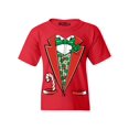 thumbnail image 1 of Shop4Ever Kids Christmas Tuxedo Costume with Plaid Vest Graphic Child's Youth T-Shirt Medium Red, 1 of 4