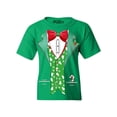 thumbnail image 1 of Shop4Ever Kids Christmas Tuxedo with Tree Vest Graphic Child's Youth T-Shirt Medium Irish Green, 1 of 4