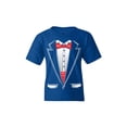 thumbnail image 1 of Shop4Ever Kids Classic Red Bow Tie Tuxedo Suit Party Costume Graphic Child's Youth T-Shirt Small Royal Blue, 1 of 4