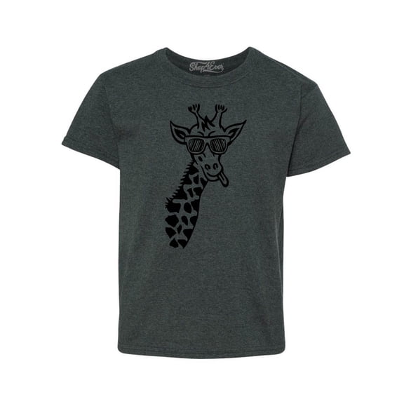 Shop4Ever Kids Cool Giraffe Cute Animal  Graphic Child's Youth T-Shirt Small Dark Heather