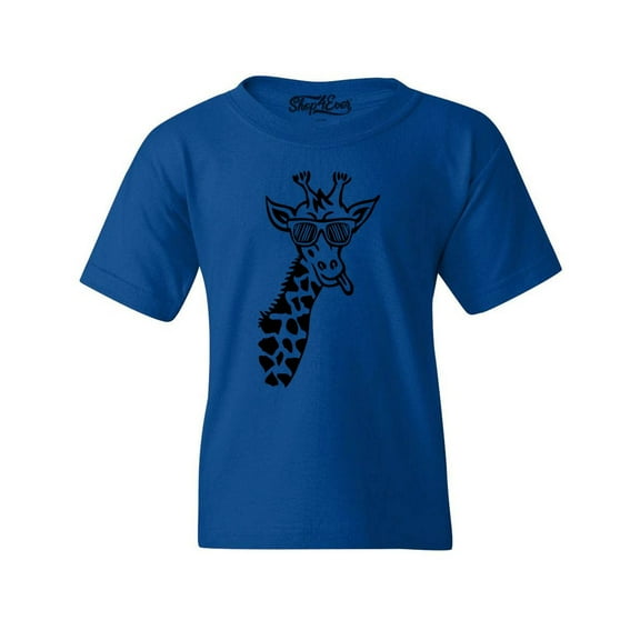 Shop4Ever Kids Cool Giraffe Cute Animal  Graphic Child's Youth T-Shirt Small Royal Blue