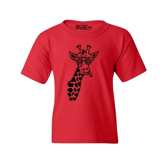 Shop4Ever Kids Cool Giraffe Cute Animal  Graphic Child's Youth T-Shirt X-Small Red