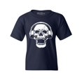 thumbnail image 1 of Shop4Ever Kids  DJ Skull Wearing Headphones Graphic Child's Youth T-Shirt Large Navy Blue, 1 of 4