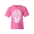 thumbnail image 1 of Shop4Ever Kids Day of the Dead White Skull Graphic Child's Youth T-Shirt Medium Azalea Pink, 1 of 4