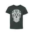 thumbnail image 1 of Shop4Ever Kids Day of the Dead White Skull Graphic Child's Youth T-Shirt Small Dark Heather, 1 of 4