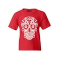 thumbnail image 1 of Shop4Ever Kids Day of the Dead White Skull Graphic Child's Youth T-Shirt X-Large Red, 1 of 4