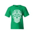thumbnail image 1 of Shop4Ever Kids Day of the Dead White Skull Graphic Child's Youth T-Shirt X-Small Irish Green, 1 of 4