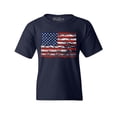 thumbnail image 1 of Shop4Ever Kids Distressed American Flag Horizontal USA Patriotic 4th of July Graphic Child's Youth T-Shirt Medium Navy Blue, 1 of 4