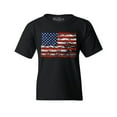 thumbnail image 1 of Shop4Ever Kids Distressed American Flag Horizontal USA Patriotic 4th of July Graphic Child's Youth T-Shirt Small Black, 1 of 4