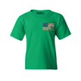 thumbnail image 1 of Shop4Ever Kids Distressed American Flag Pocket Size USA Patriotic 4th of July  Graphic Child's Youth T-Shirt Medium Irish Green, 1 of 4
