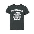 thumbnail image 1 of Shop4Ever Kids Distressed Pancakes Served Daily Funny Football Graphic Child's Youth T-Shirt Large Dark Heather, 1 of 4