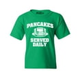 thumbnail image 1 of Shop4Ever Kids Distressed Pancakes Served Daily Funny Football Graphic Child's Youth T-Shirt Medium Irish Green, 1 of 4