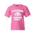 thumbnail image 1 of Shop4Ever Kids Distressed Pancakes Served Daily Funny Football Graphic Child's Youth T-Shirt X-Small Azalea Pink, 1 of 4