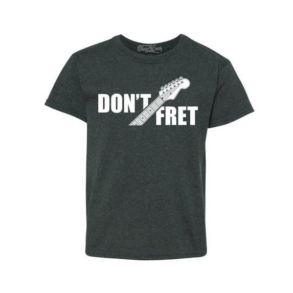 Shop4Ever Kids Don't Fret Guitar Musician Graphic Child's Youth T-Shirt X-Large Dark Heather
