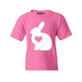 thumbnail image 1 of Shop4Ever Kids Easter Bunny Rabbit with Heart Graphic Child's Youth T-Shirt Medium Azalea Pink, 1 of 4