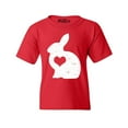 thumbnail image 1 of Shop4Ever Kids Easter Bunny Rabbit with Heart Graphic Child's Youth T-Shirt Medium Red, 1 of 4