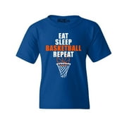 Shop4Ever Kids Eat Sleep Basketball Repeat Graphic Child's Youth T-Shirt X-Large Royal Blue