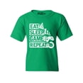 thumbnail image 1 of Shop4Ever Kids Eat Sleep Game Repeat Graphic Child's Youth T-Shirt X-Large Irish Green, 1 of 4