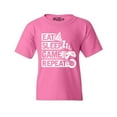 thumbnail image 1 of Shop4Ever Kids Eat Sleep Game Repeat Graphic Child's Youth T-Shirt X-Small Azalea Pink, 1 of 4